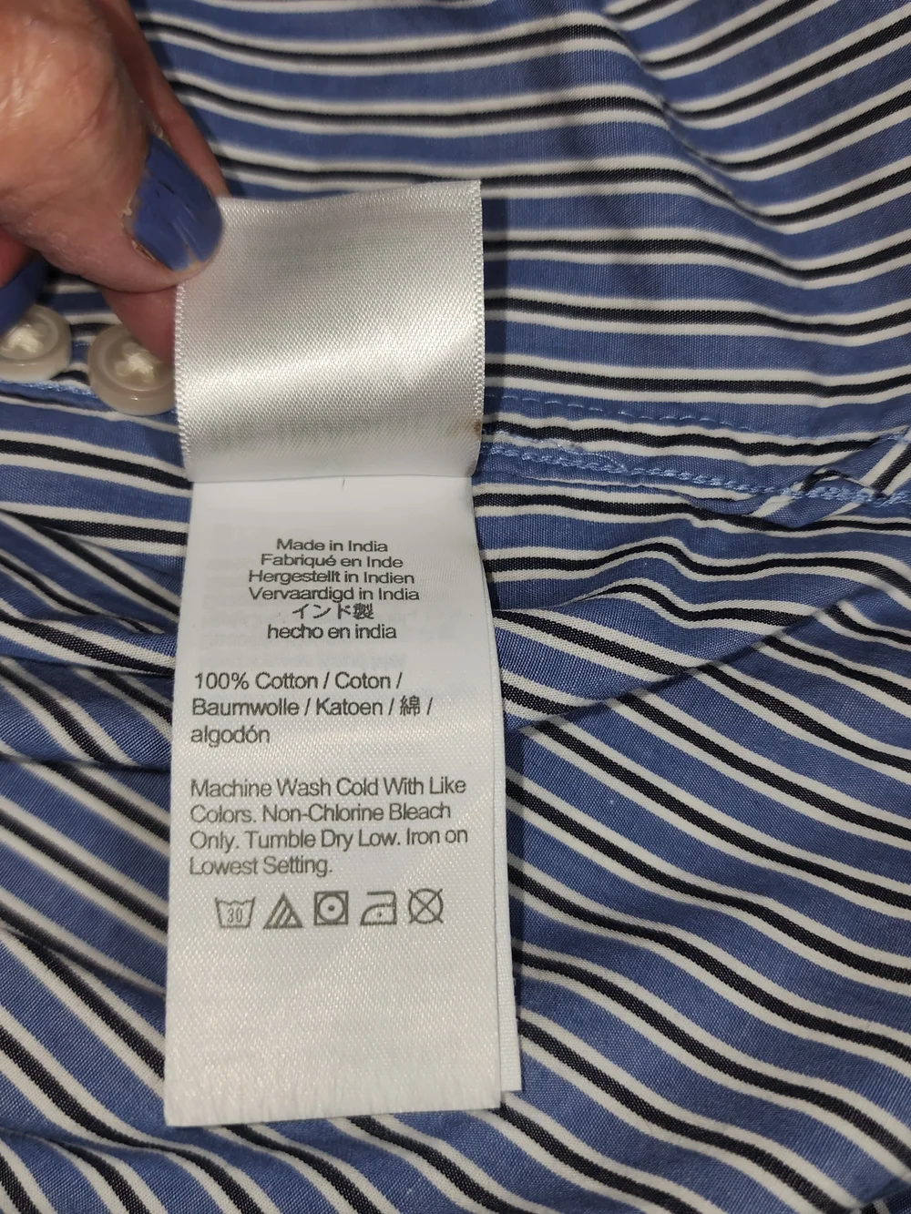 J. Crew Classic Blue and White Striped Grandad Collar Button-Down Shirt Size 4